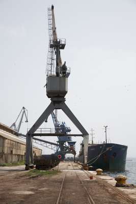 Container crane in the industrial harbour 