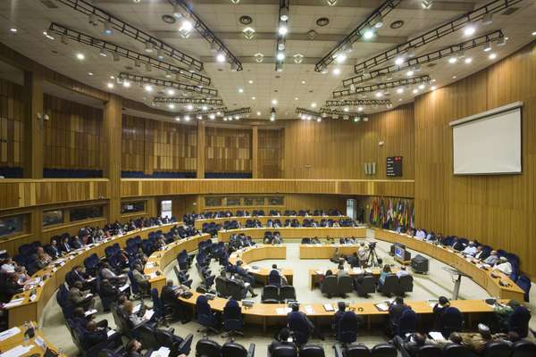 The chamber of the current African Union building in Addis Ababa