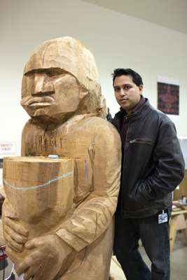James Madison, a wood carver at Tulalip Tribal art centre