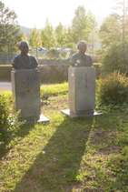 Statues of Takeo (right) and Tadashi Yamanaka