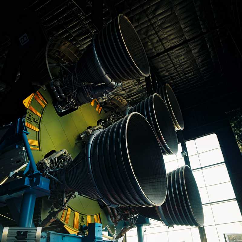 Engines of the Saturn V Rocket inside the US Space and Rocket Center