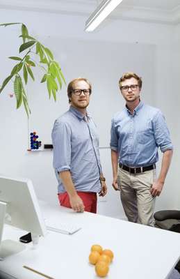 Andreas Wester and Jacob Holmberg, graphic designers at Lucerne HQ