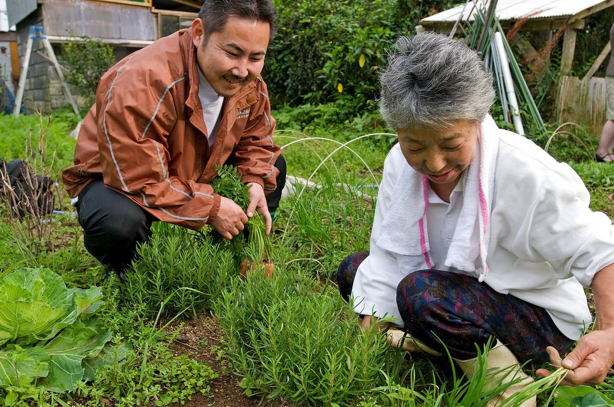 Chef Chiharu Takei, left, with a local farmer