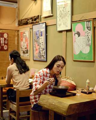 Top by Marni, shorts by United Arrows, necklace by Ca&Lou for United Arrows, wallet by Pierre Hardy, bag by Caterina Bertini for Beams**For lunch:**  Hot Soba Noodle with Edible Wild Plant at Yabu Chu in Shibamata