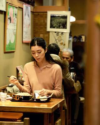 Polo shirt by Bottega Veneta, trousers by Charli London for United Arrows, purse by Marni Summer Edition**For a post-work treat:**  Cold soba noodles with tempura at Yabu Chu in Shibamata