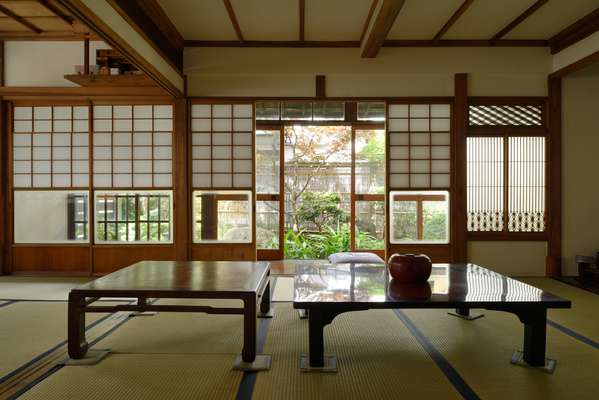 Western Tokyo house interior with tatami mats and fusuma sliding doors