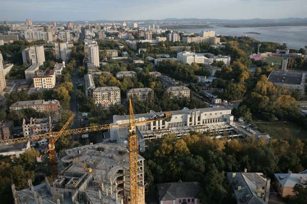 View of the city from 25th floor of a new apartment block