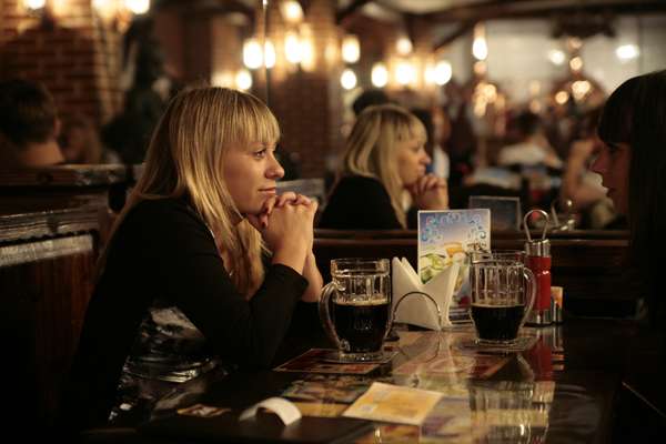 Local women enjoy a micro-brew at Beerfest