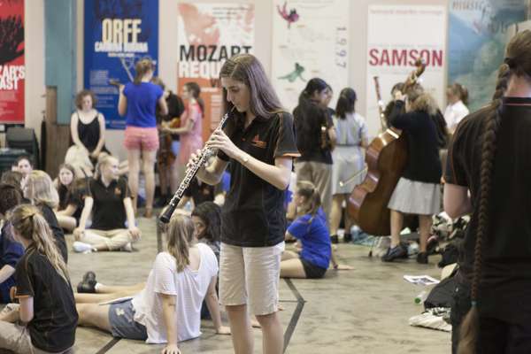 Performers show off their other talents during a break in rehearsals