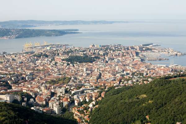 View of Trieste, with commercial port at top left