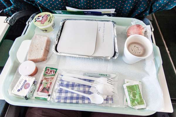 In-flight meal in business class en route to Mogadishu
