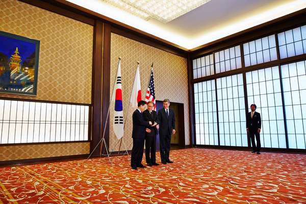 Talks between Japan, South Korea and the US at Iikura Guest House 
