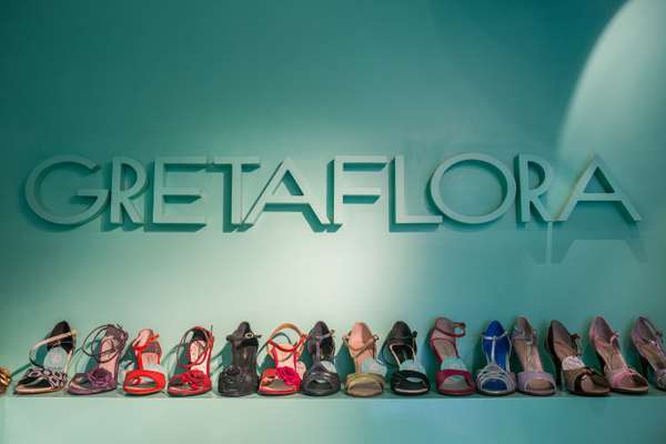 Tango shoes on display at the Gretaflora shop in Buenos Aires's Palermo district