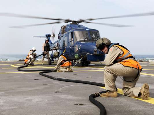 Refuelling the helicopter
