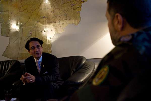 Jawad with joint chief of staff Bismillah Khan at Kabul’s Ministry of Defence