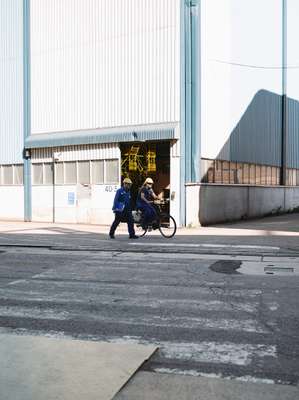 Some workers get around the vast Arctech site by bicycle 