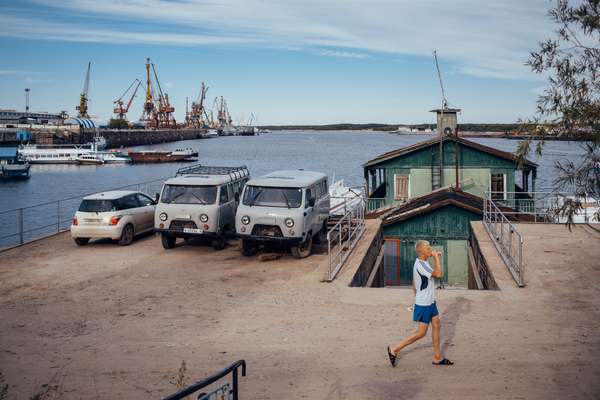 Yakutsk river station and port behind