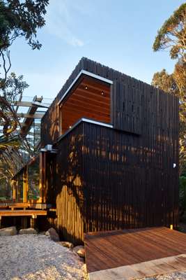 External view of garage and master bedroom