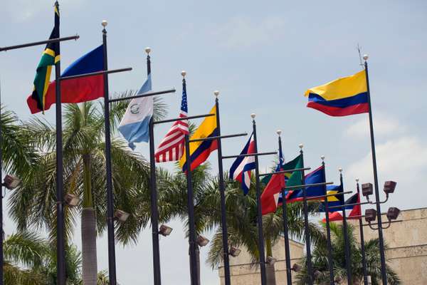 National flags at April’s Summit of the Americas in Cartagena 