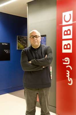 Sign for BBC Persian TV in Egton Wing of Broadcasting House