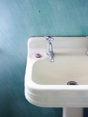 Bathroom detail in fibro beach bungalow