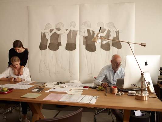 Roy Dantendorfer in his office with daughters Pia and Lea