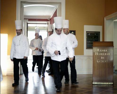 Chefs at the Vieux Bois restaurant