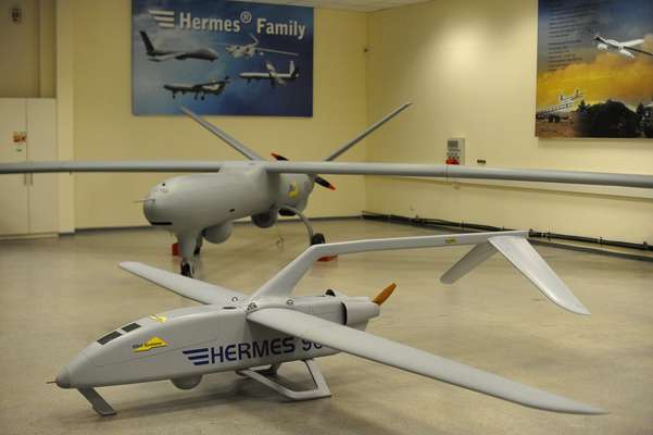 UAVs on display at Elbit Systems in Haifa