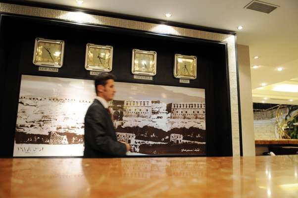 Check-in desk at the International Hotel