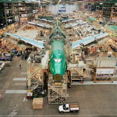 The vast hangar where the plane is put together