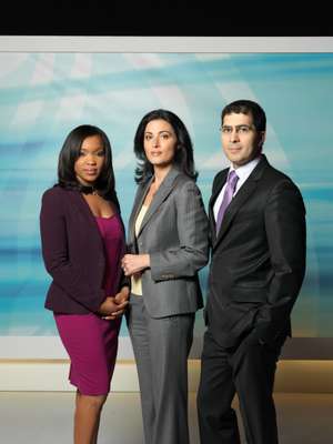 AJE anchors Folly Bah Thibault, Ghida Fakhry and Sami Zeidan