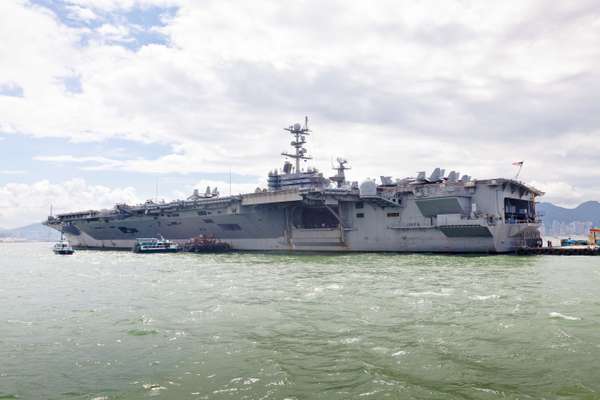 The supercarrier in Victoria Harbour