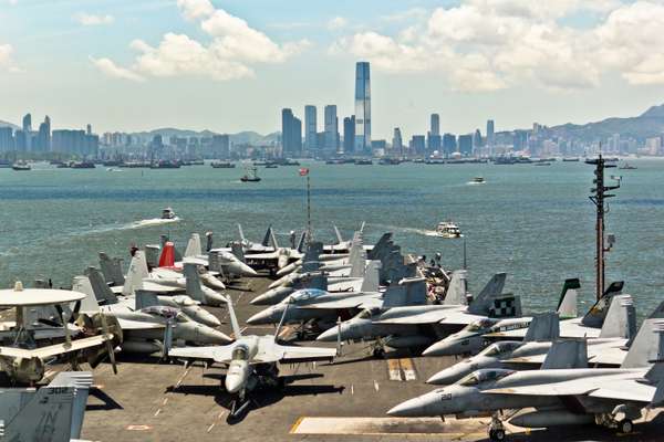 A packed flight deck