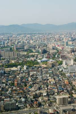 View of the city from an aeroplane