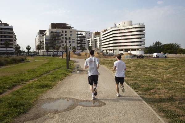 Joggers in the Port Marianne district