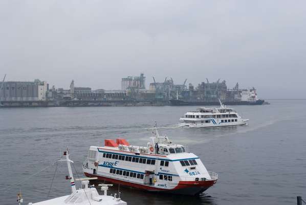 A ferry in Hakata Port, bound for Korea