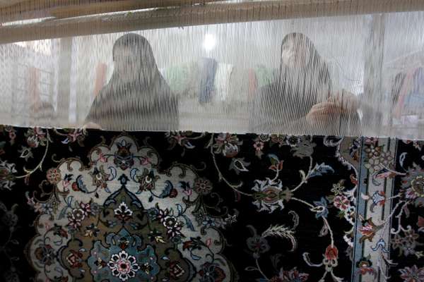 Loom workers in Kashan, 240km south of Tehran