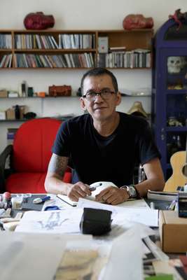 Leading contemporary artist Agus Suwage at his studio in Yogya