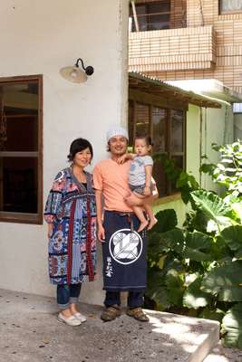 Komeya Matsukura owner Hayato Asano, with wife Shiho and daughter Hinata