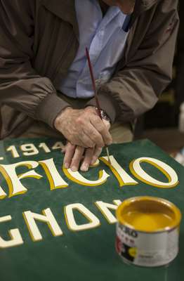 Berra doing the shading on a letter