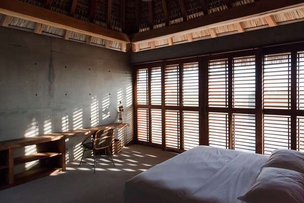 Inside a beach cabana