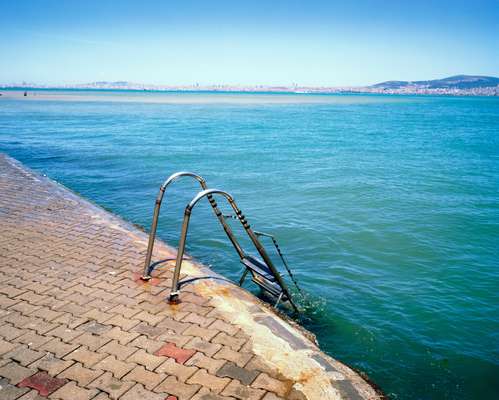 Steps for bathers on the same island 