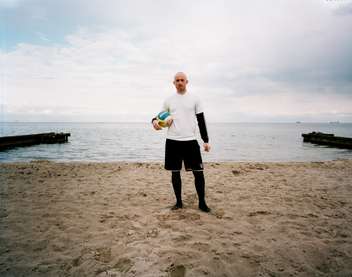 Volleyball player Lasse Helverskov on the beach by Klampenborg