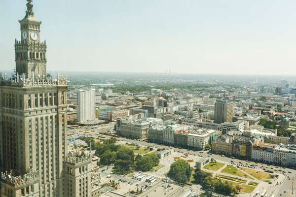 Palace of Culture and Science with a view to the city’s south