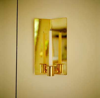 Svenskt Tenn candle sconce; the house has no electricity