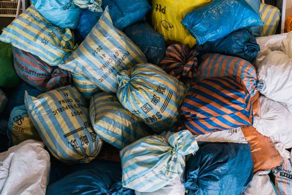 Sacks of freight at the Air Mail Centre