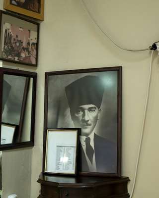 Portrait of father of the nation Mustafa Kemal Ataturk watching over the shop