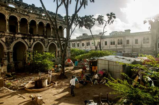 Internally displaced Somalis in their downtown encampment