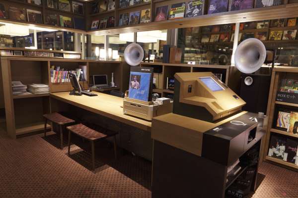 The shop’s jazz section sports audio equipment by McIntosh  