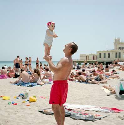 Papa and bambino Mondello beach